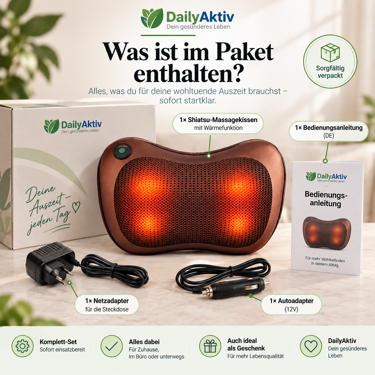 Shiatsu-massagekussen met warmte | DiepeRelax